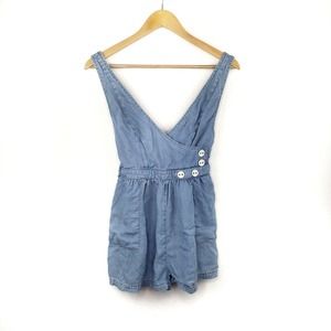 Urban Outfitters Chambray Overall Shortalls Romper Buttons